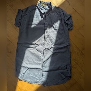 Cloth & Stone Casual Blue Button Down Shirt Dress